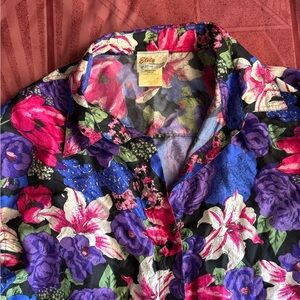Vintage silk Floral Blouse - Pink, Purple, Blue